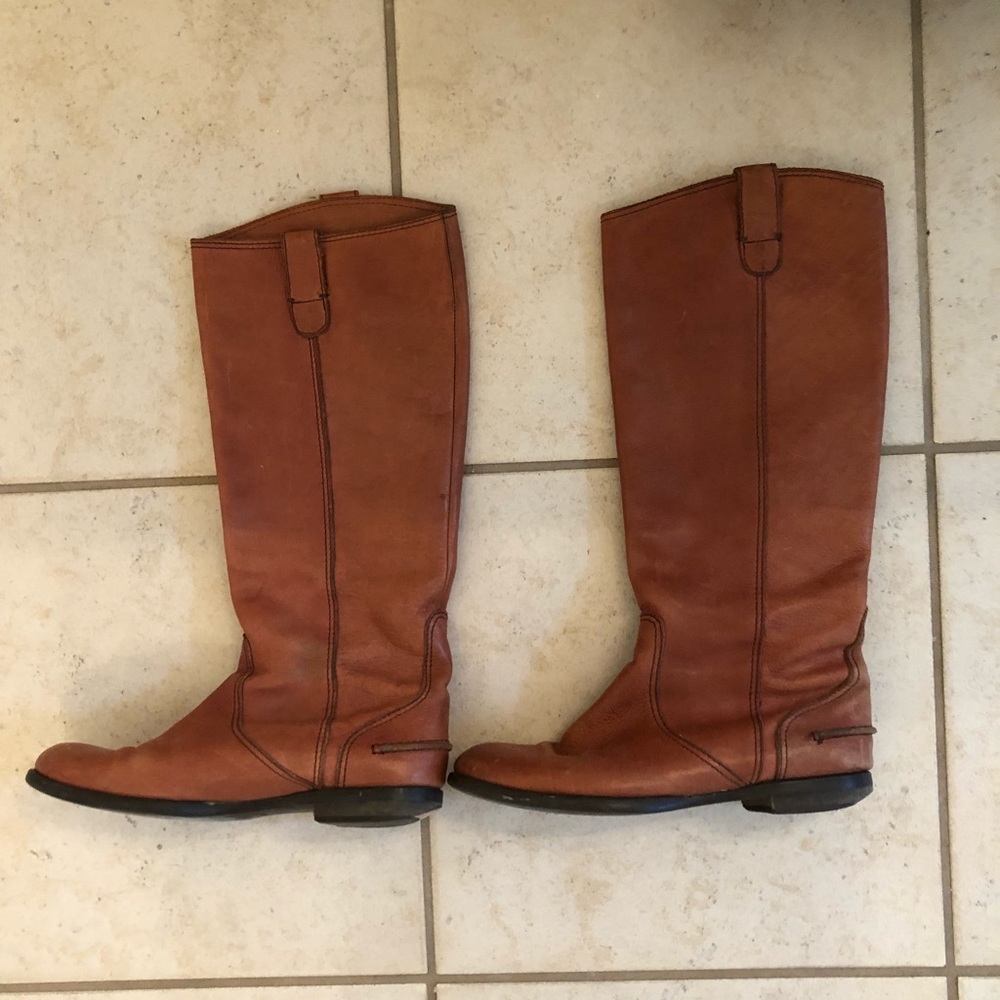 Madewell Tall Leather riding style boots toffee brown